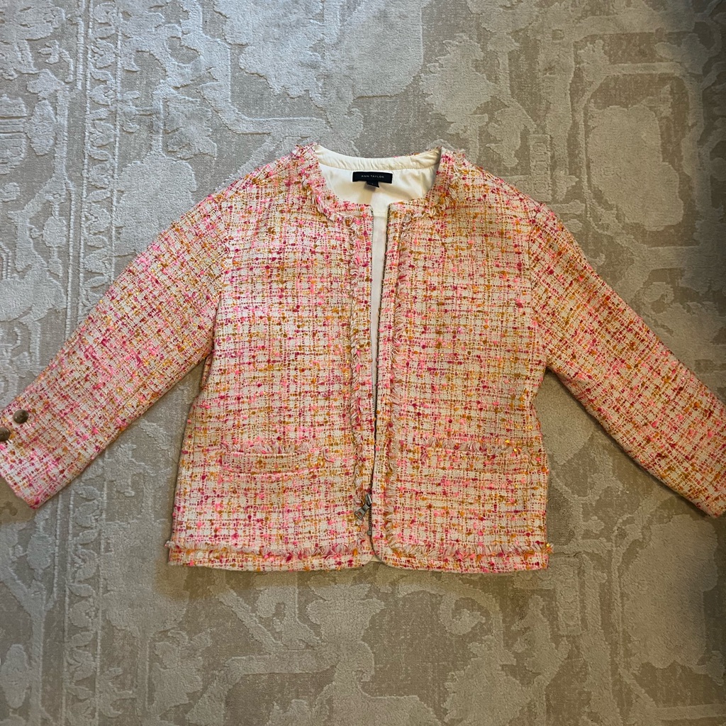 Ann Taylor Pink Multi Tweed Jacket